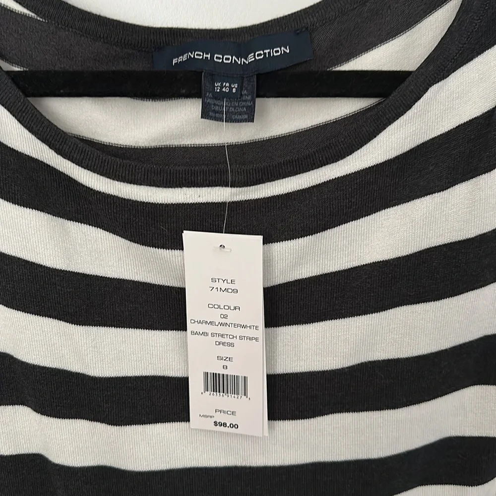 White dark grey long sleeve winter sweater dress! NEW! French Connection Sz 8 - Picture 2 of 3